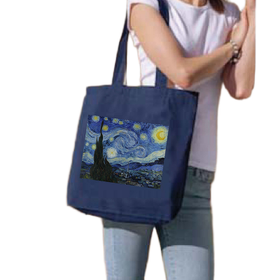 Picture of Canvas Tote Bag/Fashionable Top Handle Bag Blue Color with Zipper for girls For University/College/Trenndy Fashionable Women