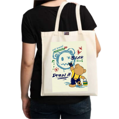 Picture of Canvas Tote Bag/Fashionable Top Handle Bag Off White Color with Zipper for girls For University/College/Trenndy Fashionable Women