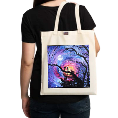 Picture of Canvas Tote Bag/Fashionable Top Handle Bag Off White Color with Zipper for girls For University/College/Trenndy Fashionable Women