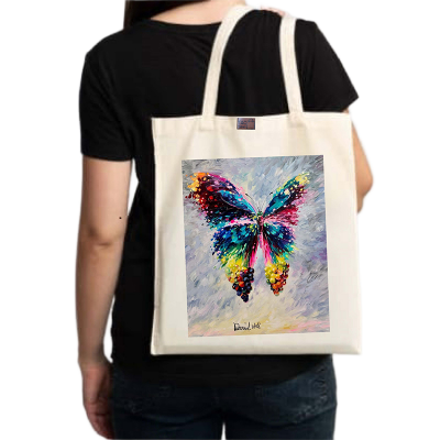 Picture of Canvas Tote Bag/Fashionable Top Handle Bag Off White Color with Zipper for girls For University/College/Trenndy Fashionable Women