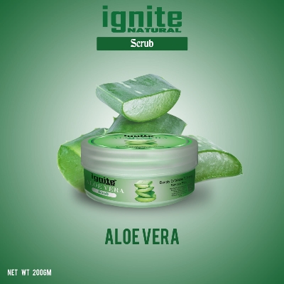 Picture of BSTI Approved Indian product Ignite body scrub Aloevera used for male/ female - 200 gm