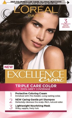 Picture of International Thailand product smart looking Hair color L'Oréal shade no 3 used for male/female - 205 ml