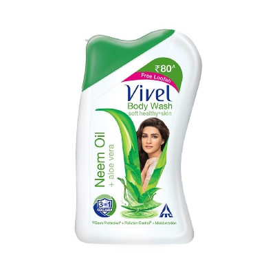 Picture of Indian product Body wash vivel Neem Oil + aloe vera Shower gel Used for male/female - 200 ml + Free Loofah
