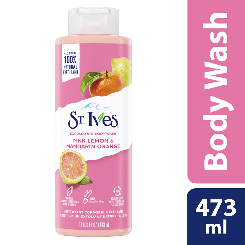 Picture of International USA product ST Ives PINK LEMON & MANDARIN ORANGE Shower gel body wash used for Male/ female - 473 ml