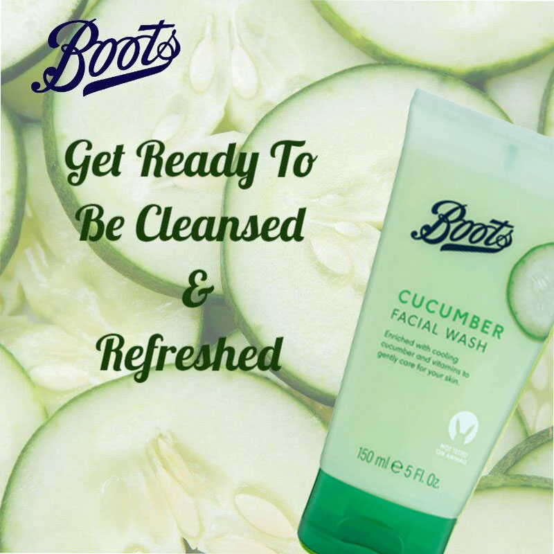 Picture of International UK product Boots CUCUMBER facial wash used for male/female - 150 ml