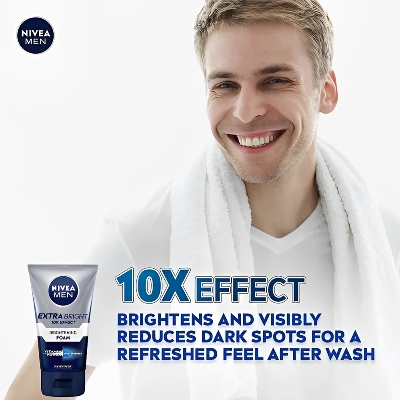 Picture of International European product skin care Nivea men Extra Bright 10X Effect face wash used for male - 100 ml