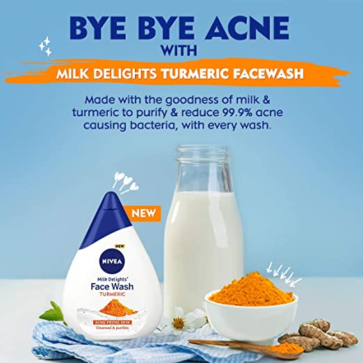 Picture of International UAE Imported product skin care Nivea Milk Delights Turmeric face wash used for male/female - 100 ml