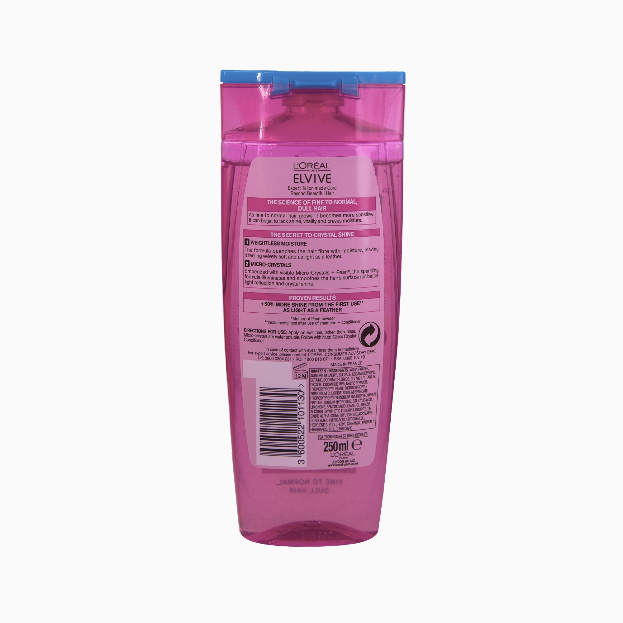 Picture of International European product Hair care Loreal ELVIVE Nutri - Gloss Crystal Sparkling shampoo used for male/ female - 250 ml