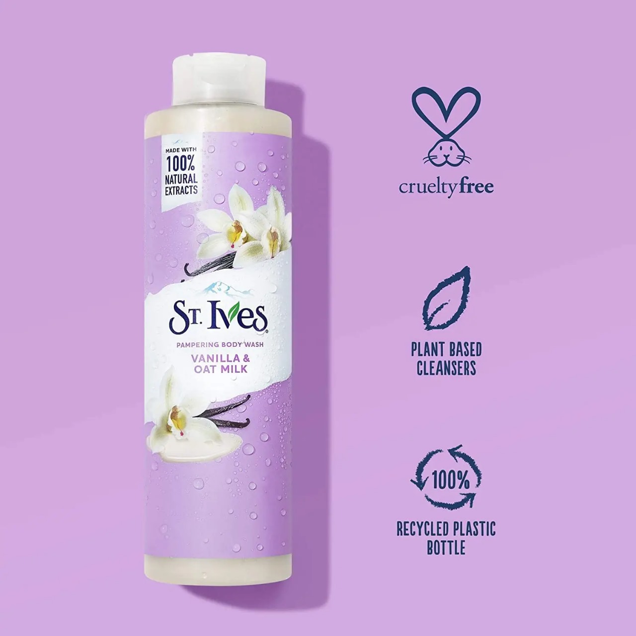 Picture of International USA product ST Ives Vanilla & Oat Milk Shower gel body wash used for Male/ female - 650 ml