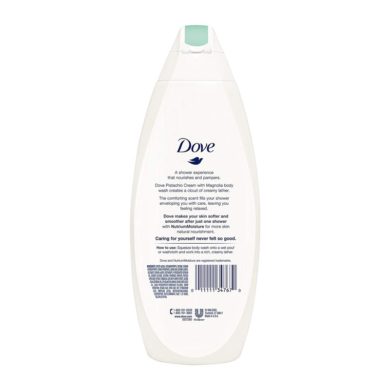 Picture of International NETHERLANDS product Dove Pistachio Cream & Magnolia shower gel body wash used for male/ female - 500 ml