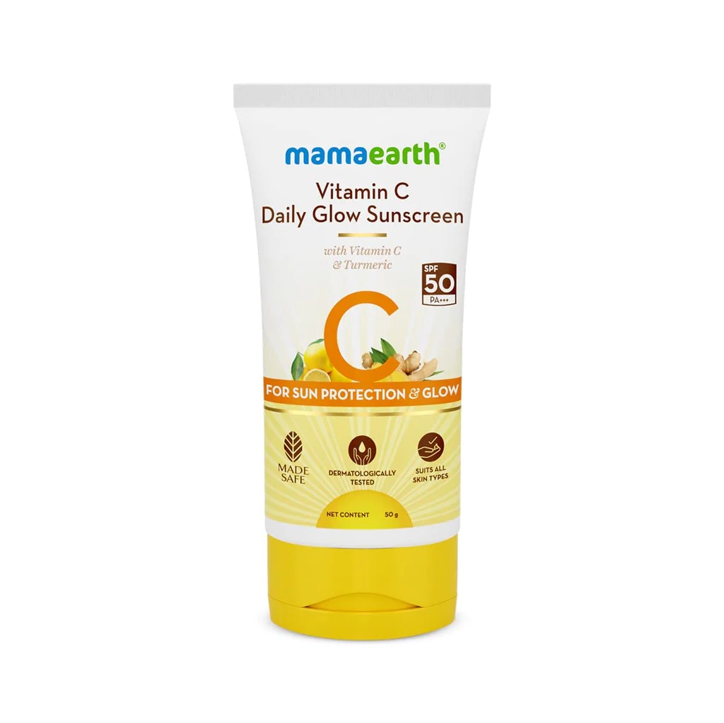 Picture of Indian product skin care  Mamaearth Vitamin  C Daily Glow Sunscreen used for male female - 50 gm