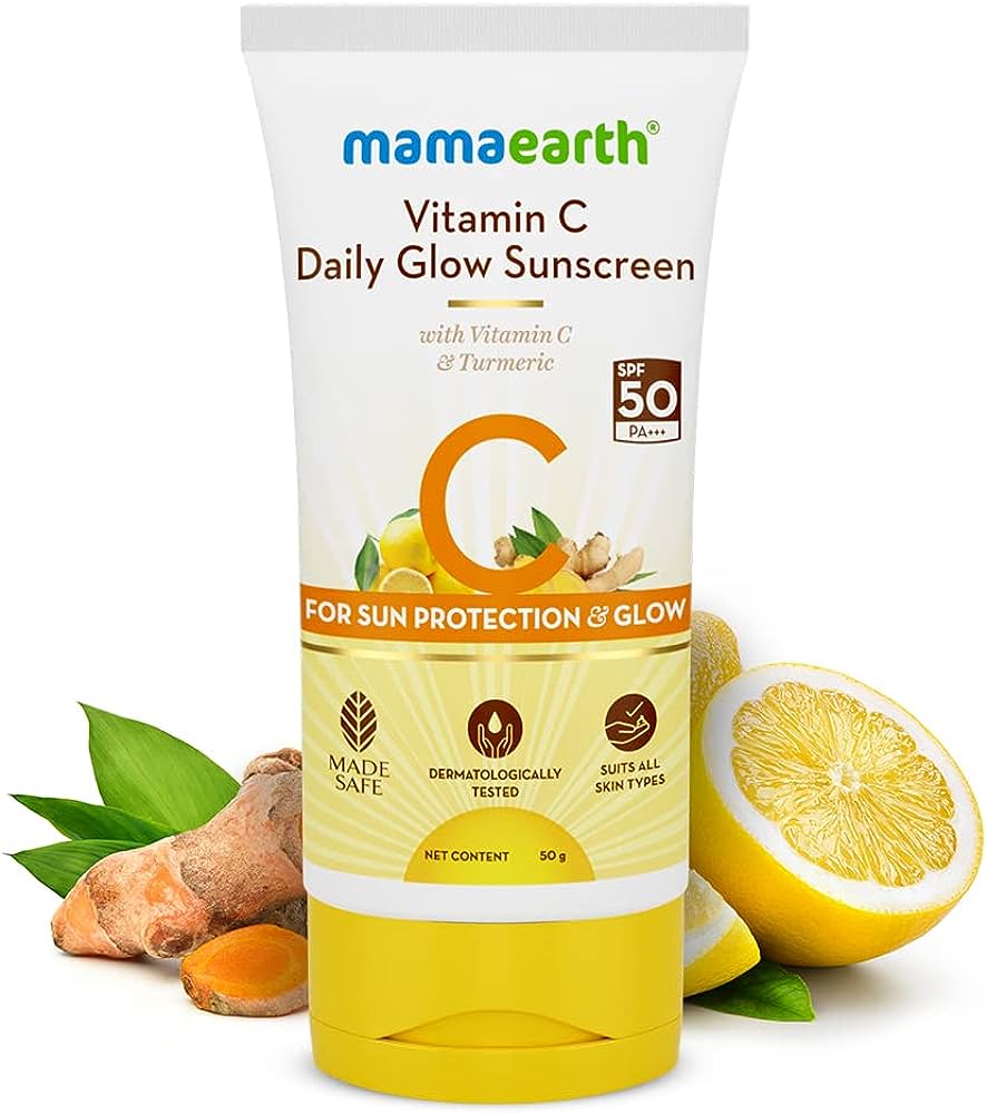 Picture of Indian product skin care  Mamaearth Vitamin  C Daily Glow Sunscreen used for male female - 50 gm