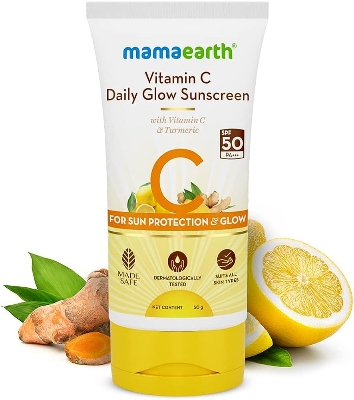 Picture of Indian product skin care  Mamaearth Vitamin  C Daily Glow Sunscreen used for male female - 50 gm