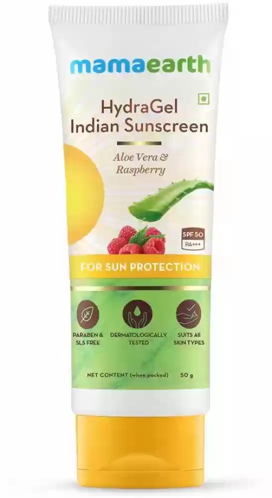Picture of Indian product skin care  Mamaearth Hydra Gel Sunscreen used for male female - 50 gm