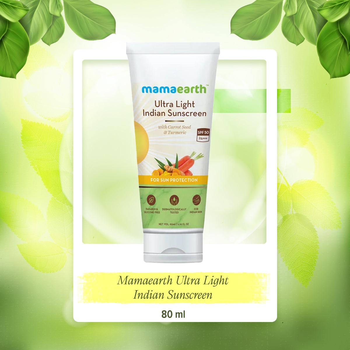 Picture of Indian product skin care Mamaearth Ultra Light Sunscreen used for male female - 50 gm