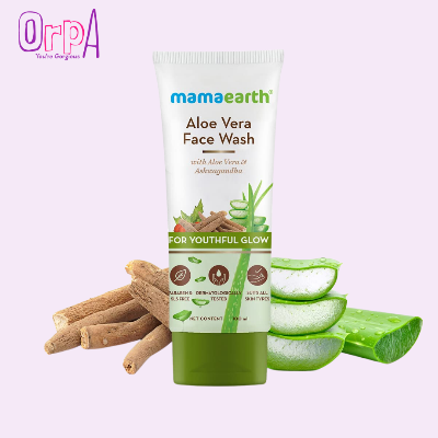 Picture of Indian product skin care  Mamaearth Aloe Vera face wash used for male female - 100 ml