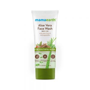 Picture of Indian product skin care  Mamaearth Aloe Vera face wash used for male female - 100 ml