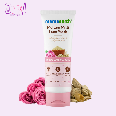 Picture of Indian product skin care Mamaearth  Multani Mitti face wash used for male female - 100 ml