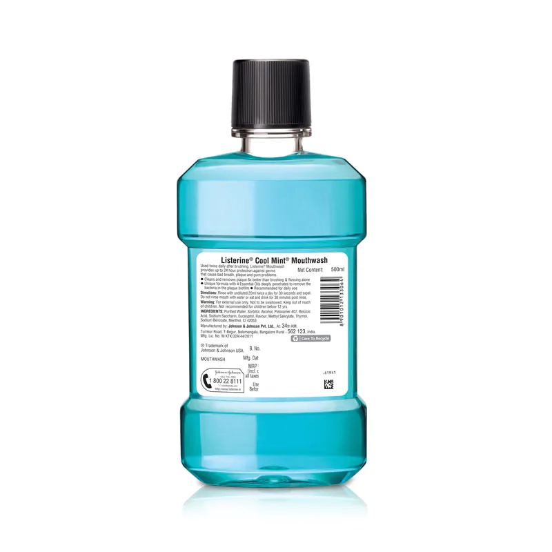 Picture of Indian product Mouth care Listerine Cool Mint Mouthwash used for male/female - 80 ml 