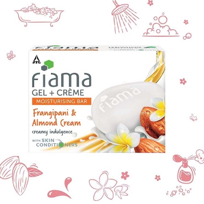 Picture of International Indian product Fiama gel & cream Frangipani & Almond cream Soap used for male/ female - 125 gm