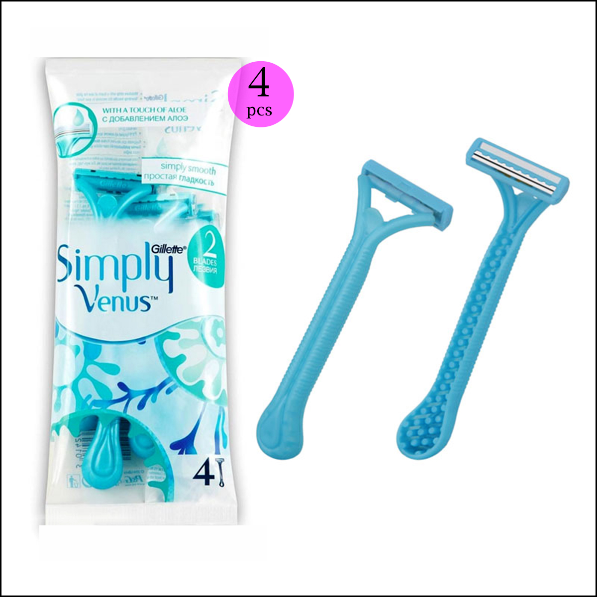 Picture of International European product  Simply Venus for female - 2 Blades Razor,Set of 4 pcs