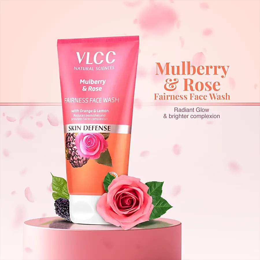 Picture of Indian product skin care VLCC Mulberry & Rose Fairness face wash used for male/female - 150 ml