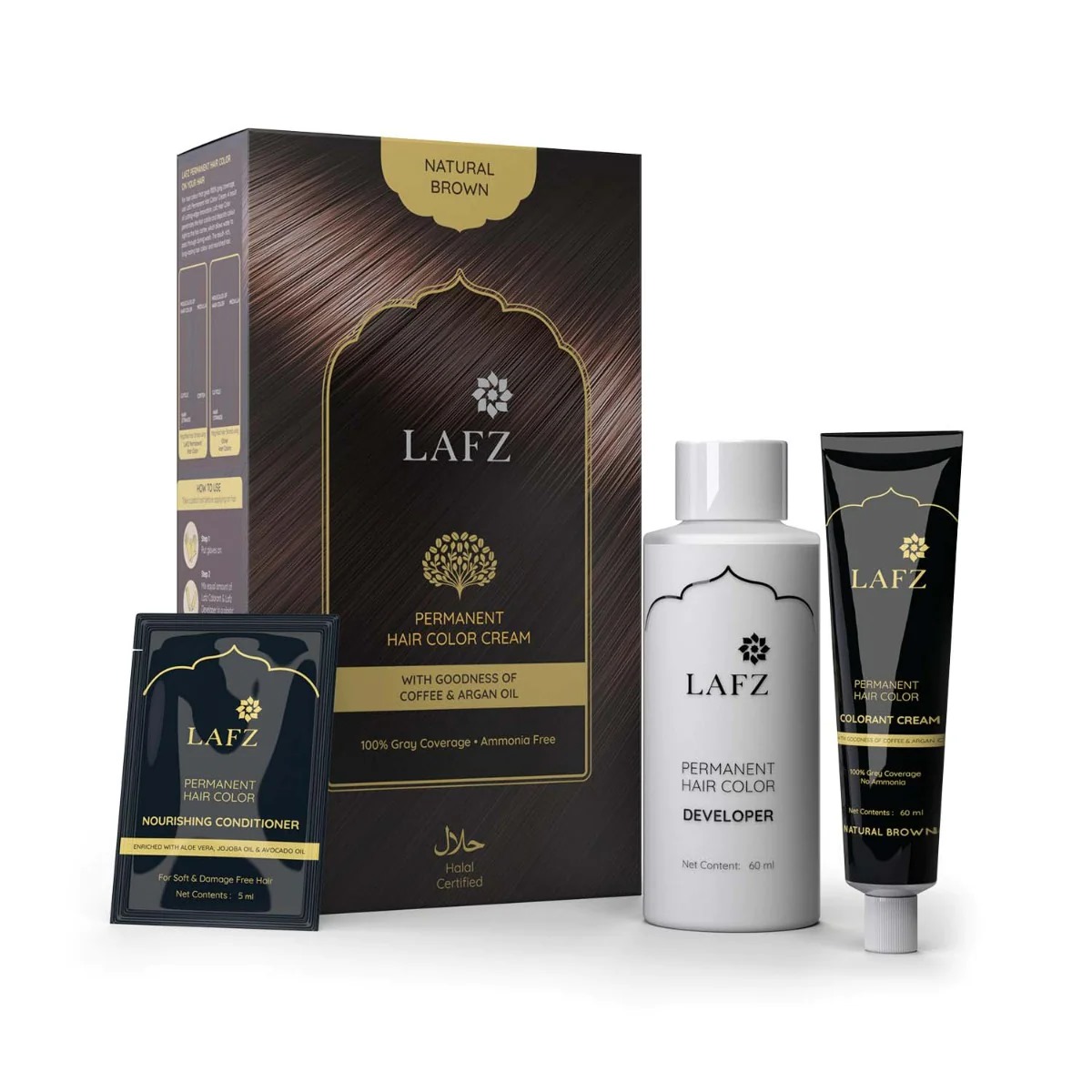 Picture of International Indian product Hair care LAFZ Natural brown Hair color used for male/ female - 60 ml