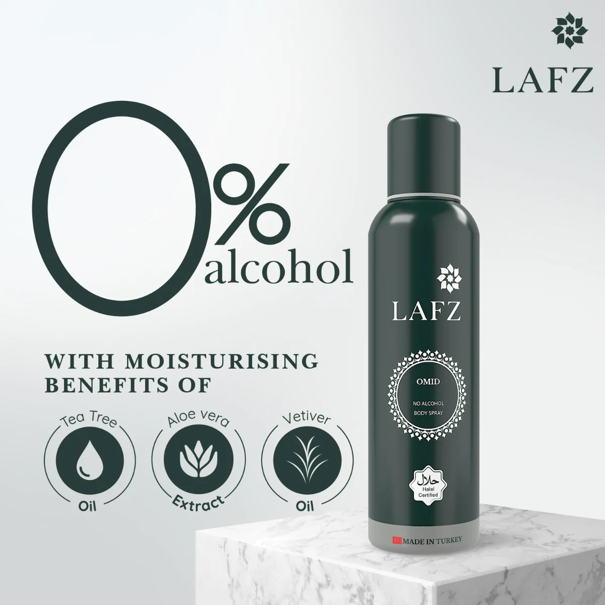 Picture of International Indian product Body spray perty scent LAFZ Omid used for male - 100 gm