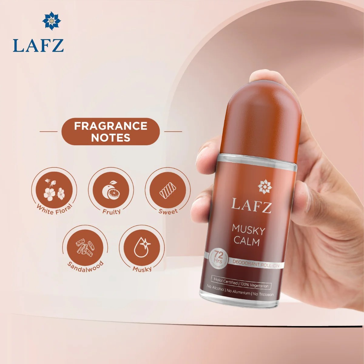 Picture of International Indian Product LAFZ Musky Calm body deodorant Roll on used for male / female - 50 ml