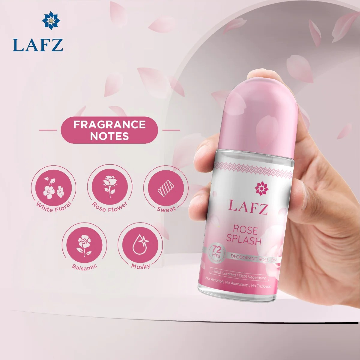 Picture of International Indian Product LAFZ Rose Splash body deodorant Roll on used for male / female - 50 ml