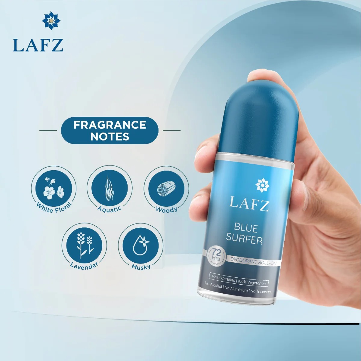 Picture of International Indian Product LA FZ Blue Surfer body deodorant Roll on used for male / female - 50 ml