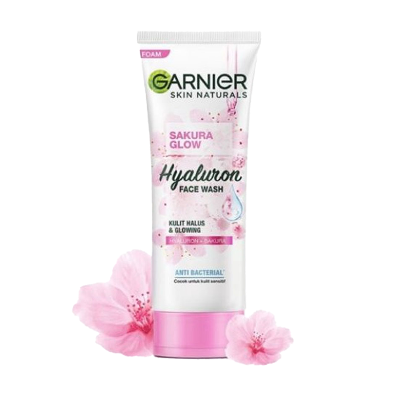 Picture of International European product Skin care Garnier sakura glow hyaluron face wash used for male female - 100 ml
