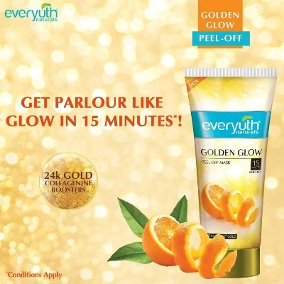 Picture of Indian product skin care Everyuth Golden Glow peel of mask used for male female - 90 gm