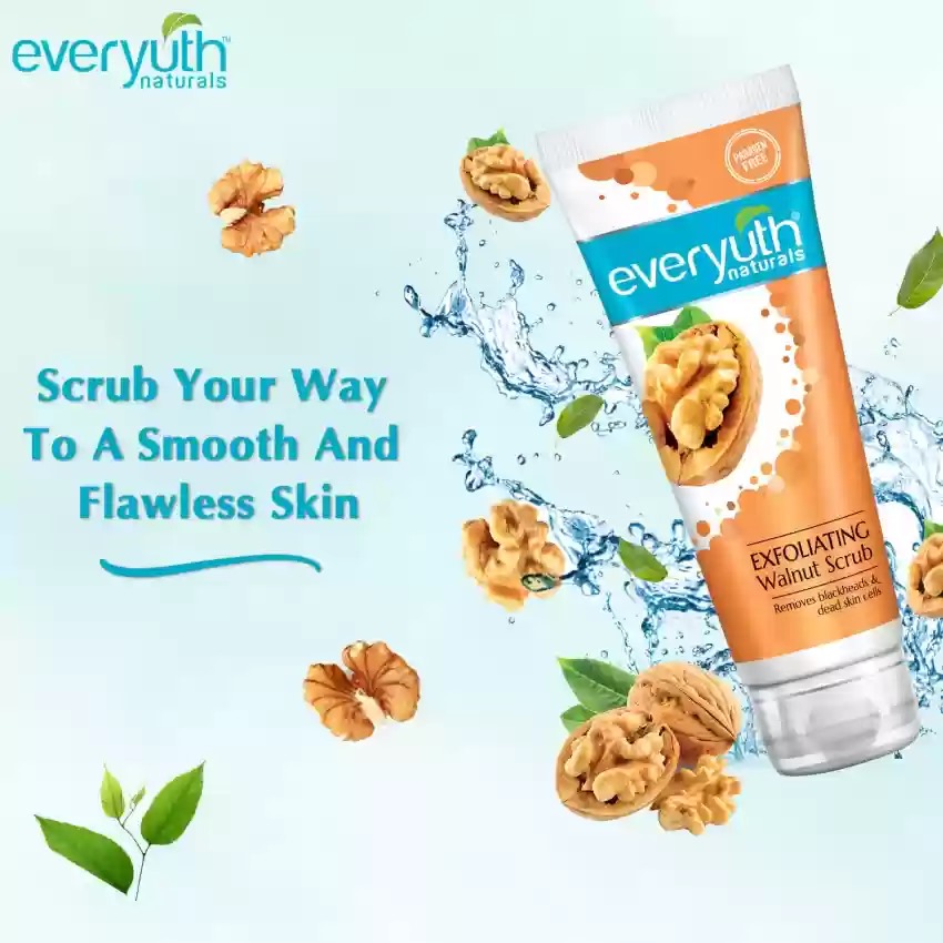 Picture of Indian product skin care Everyuth Exfoliating Walnut scrub used for male female - 50 gm