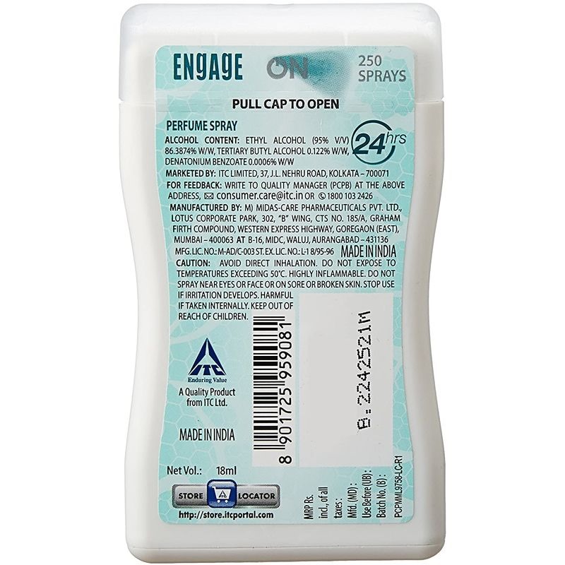 Picture of Indian product Pocket perfume  ON Cool Aqua used for female - 18 ml