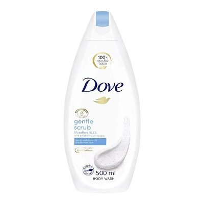 Picture of International NETHERLANDS product Skin care Dove Gentle Scrub shower gel body wash used for male/ female - 500 ml