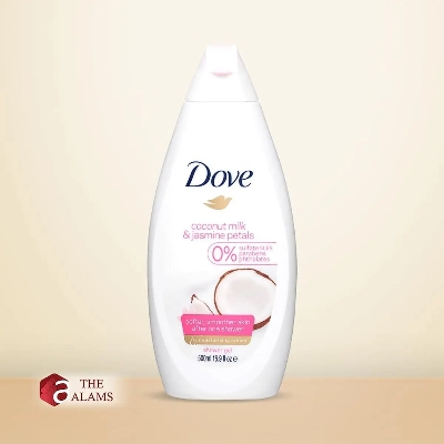 Picture of International NETHERLANDS product Skin care Dove Coconut Milk & Jasmine shower gel body wash used for male/ female - 500 ml