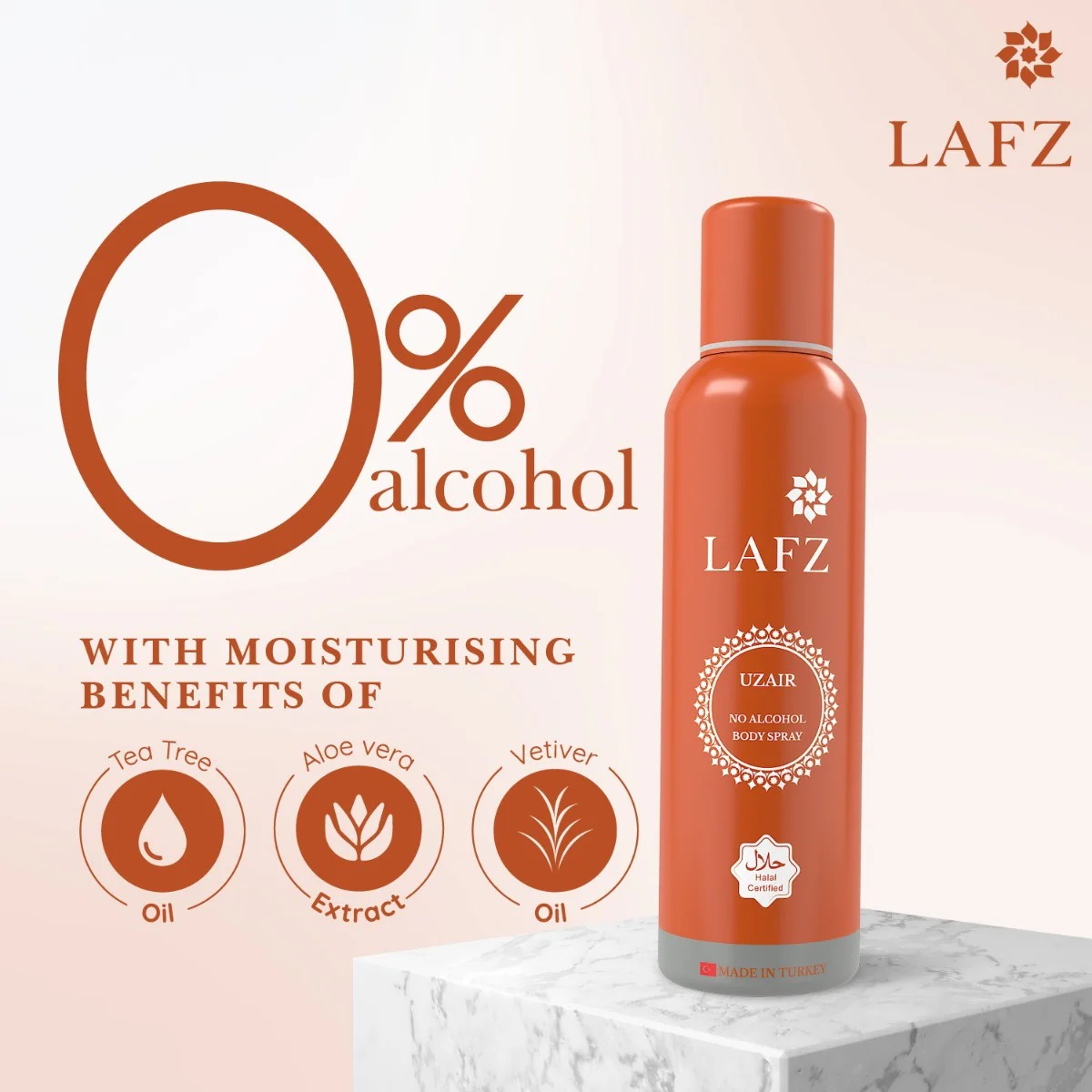 Picture of International Turkey product Body spray Uzair No alcohol used for male female - 90 gm