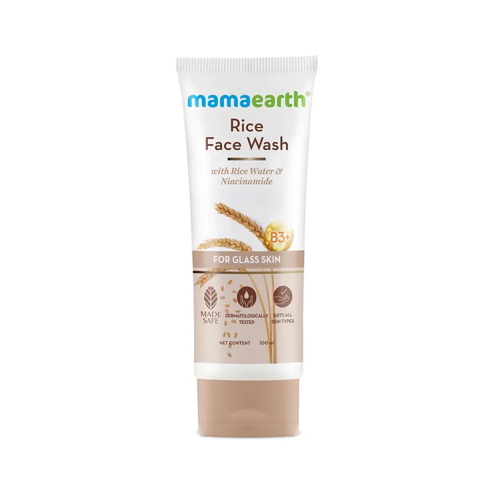 Picture of Indian product skin care Mamaearth Rice face wash used for male female - 100 ml