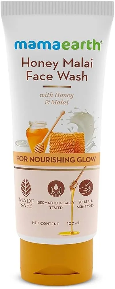 Picture of Indian product skin care Mamaearth Honey Malai face wash used for male female - 100 ml