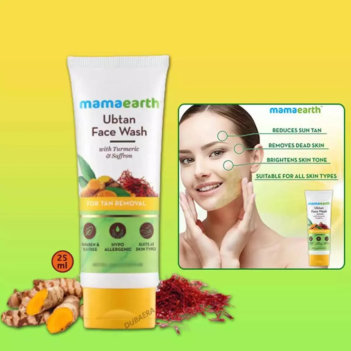 Picture of Indian product skin care Mamaearth Ubtan face wash used for male female - 100 ml