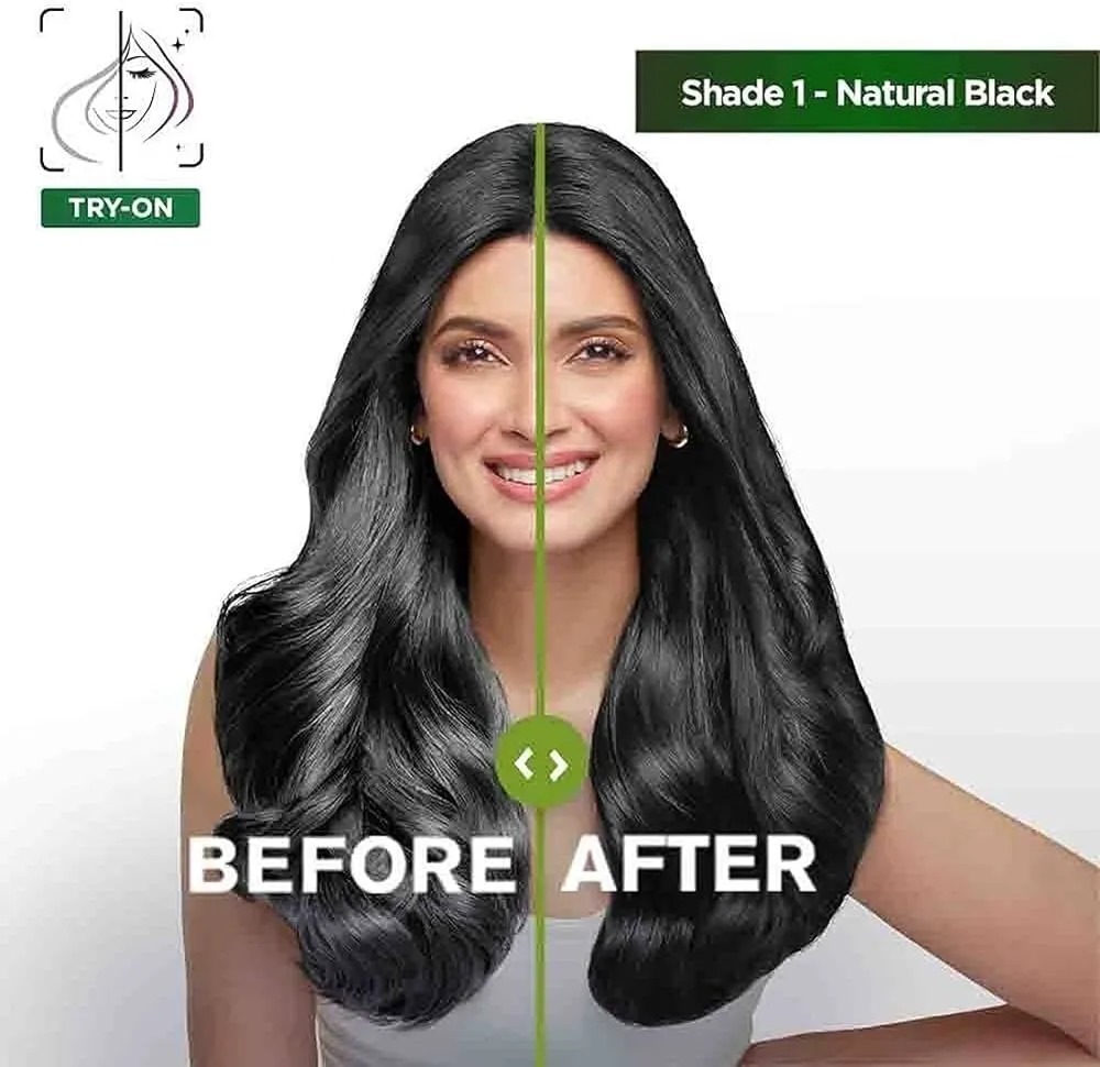 Picture of Indian product Hair styling Garnier Color Natural Black shade no 1 used for male/female - 70 ml + 60 gm