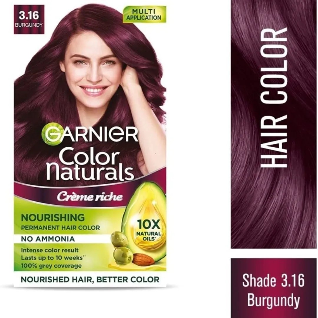 Picture of Indian product Hair styling Garnier Color Natural Burgundy shade no 3.16 used for male/female - 70 ml + 60 gm