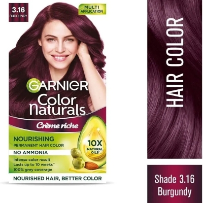 Picture of Indian product Hair styling Garnier Color Natural Burgundy shade no 3.16 used for male/female - 70 ml + 60 gm