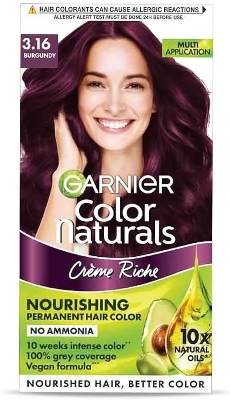 Picture of Indian product Hair styling Garnier Color Natural Burgundy shade no 3.16 used for male/female - 70 ml + 60 gm