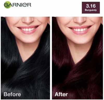 Picture of Indian product Hair styling Garnier Color Natural Burgundy shade no 3.16 used for male/female - 70 ml + 60 gm