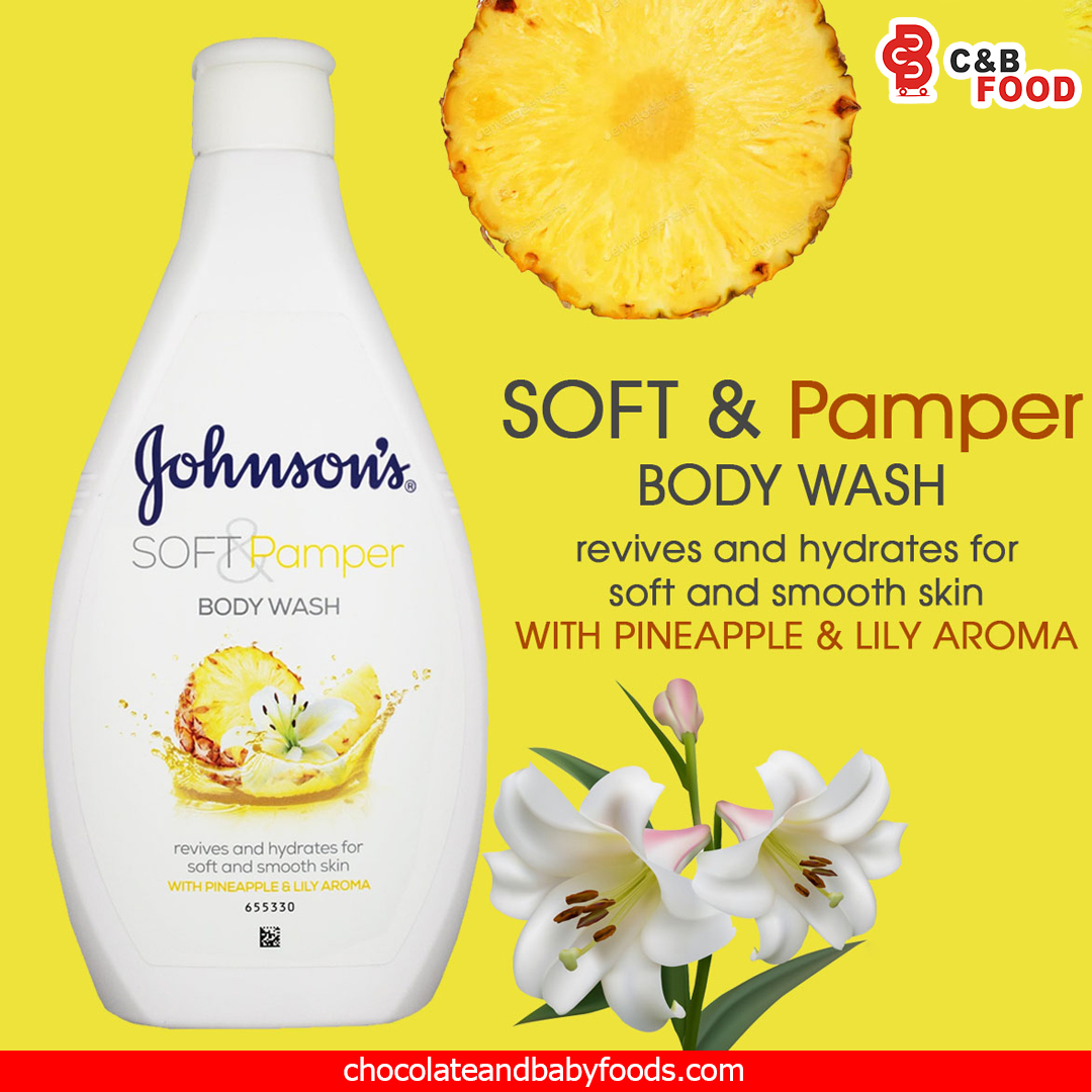 Picture of International Italian product Skin care Johnsons Soft & Pamper body wash used for male female - 400 ml