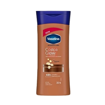 Picture of Any season used International European country Product  Vaseline intensive care Cocoa Glow body lotion chocolate color used for male/female - 200 ml