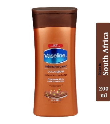 Picture of Any season used International European country Product  Vaseline intensive care Cocoa Glow body lotion chocolate color used for male/female - 200 ml
