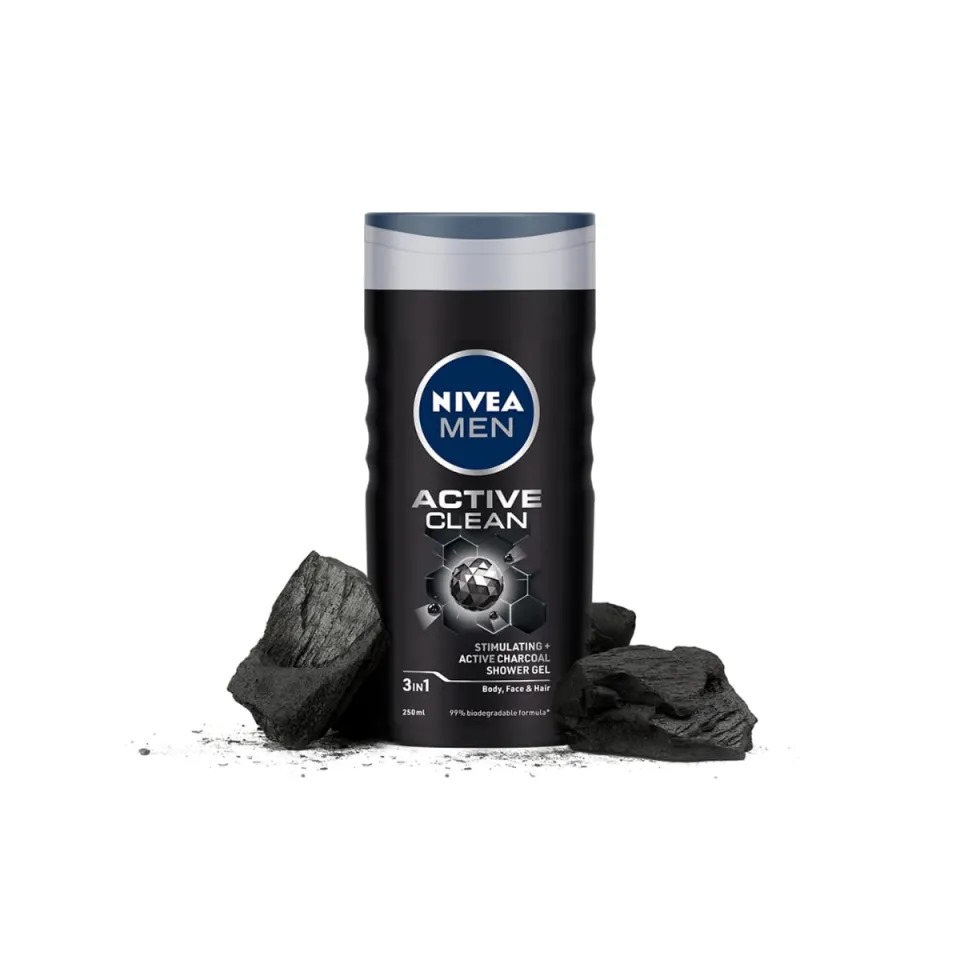 Picture of Body care International Homberg product Nivea Men body wash Active clean shower gel used for male  - 250 ml